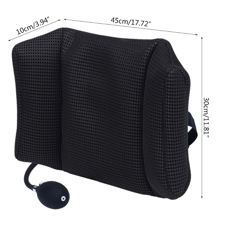 Inflatable Lumbar Support Pillow Lower Back Cushion with Airbag Memory Foam Pain Relief Pillow Office Chair &amp; Car Use