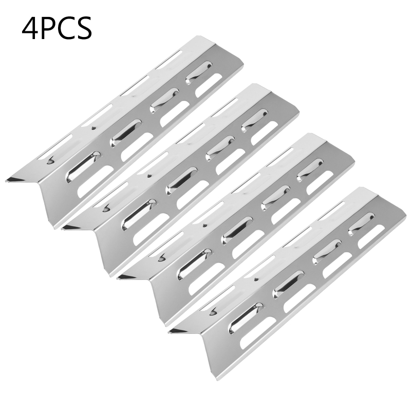 4 Pieces Stainless Steel Heat Plate Shield Flame Tamers Burner Cover Outdoor BBQ Heat Tent Gas Grill Replacement Parts Camping