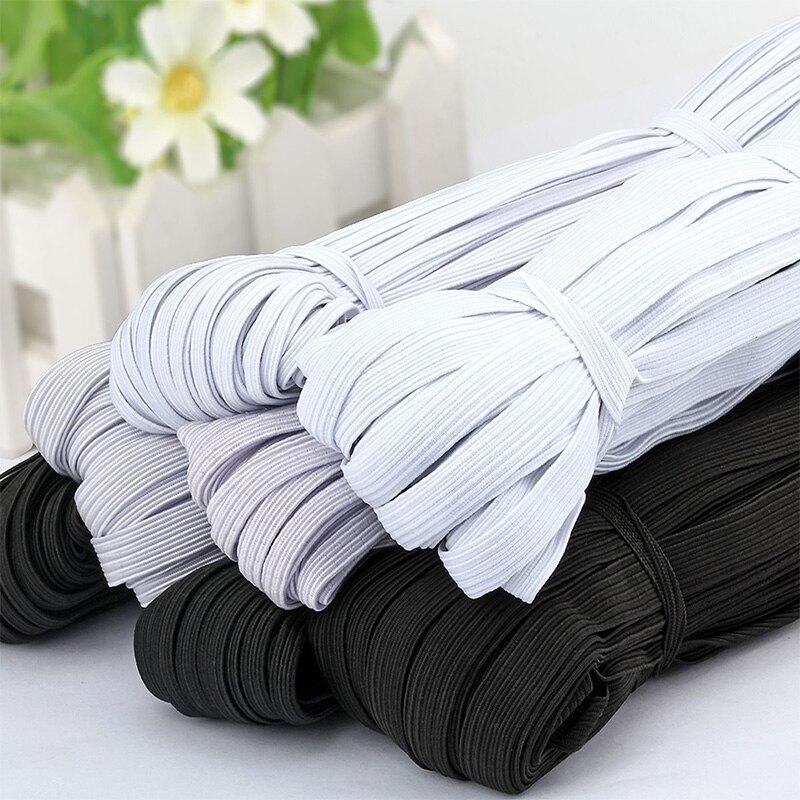 Cinta elástica para mascarilla, banda blanca de 5m de ancho y 3-15mm para cinturón de licra, costura, cinta, Material de costura flexible para pantalones cortos