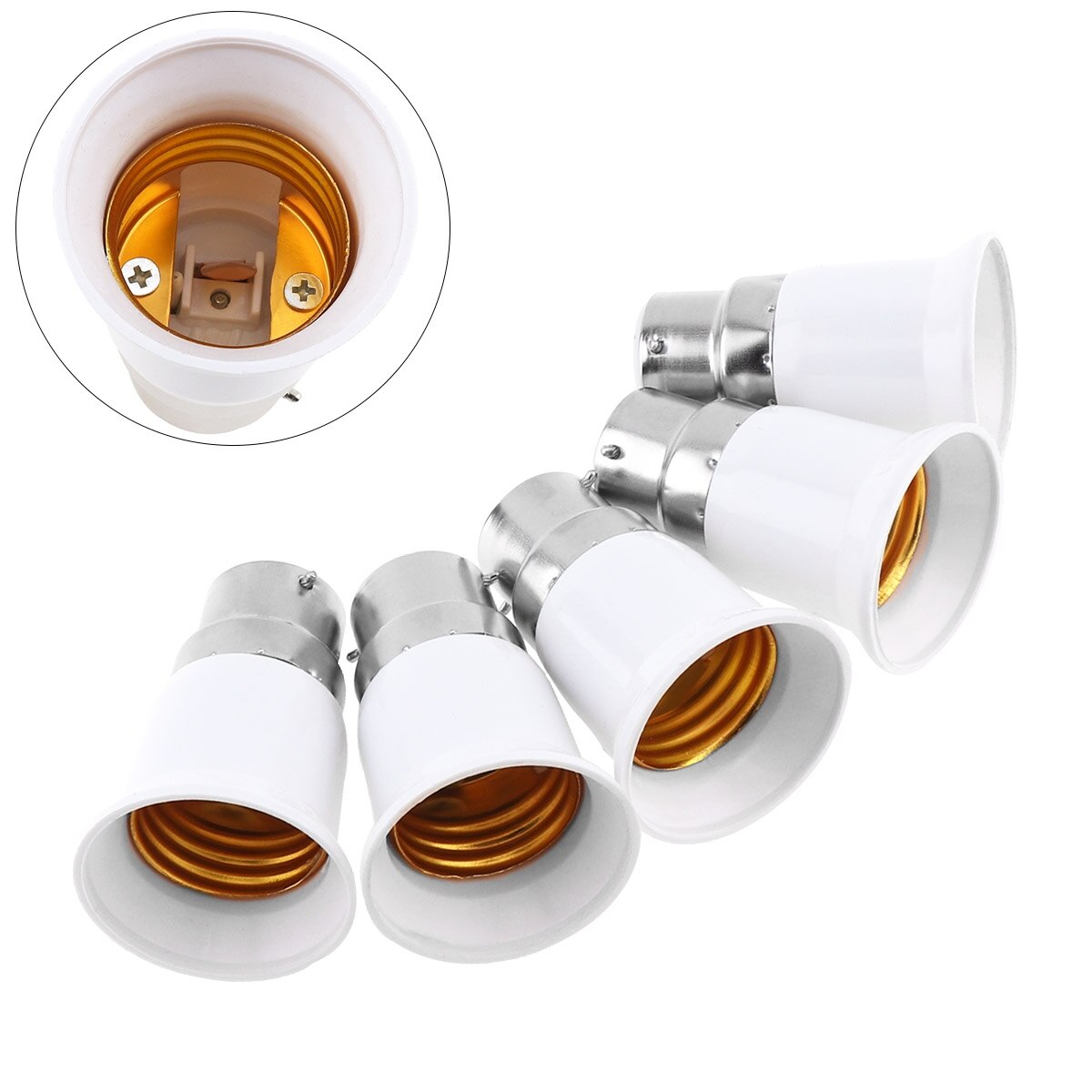 5 stk/parti  b22 to e27 e14 toe 27 led pære sokkel adapter universal lyskonverter lampe fatning holder led pære fatninger  e27 skrue pære
