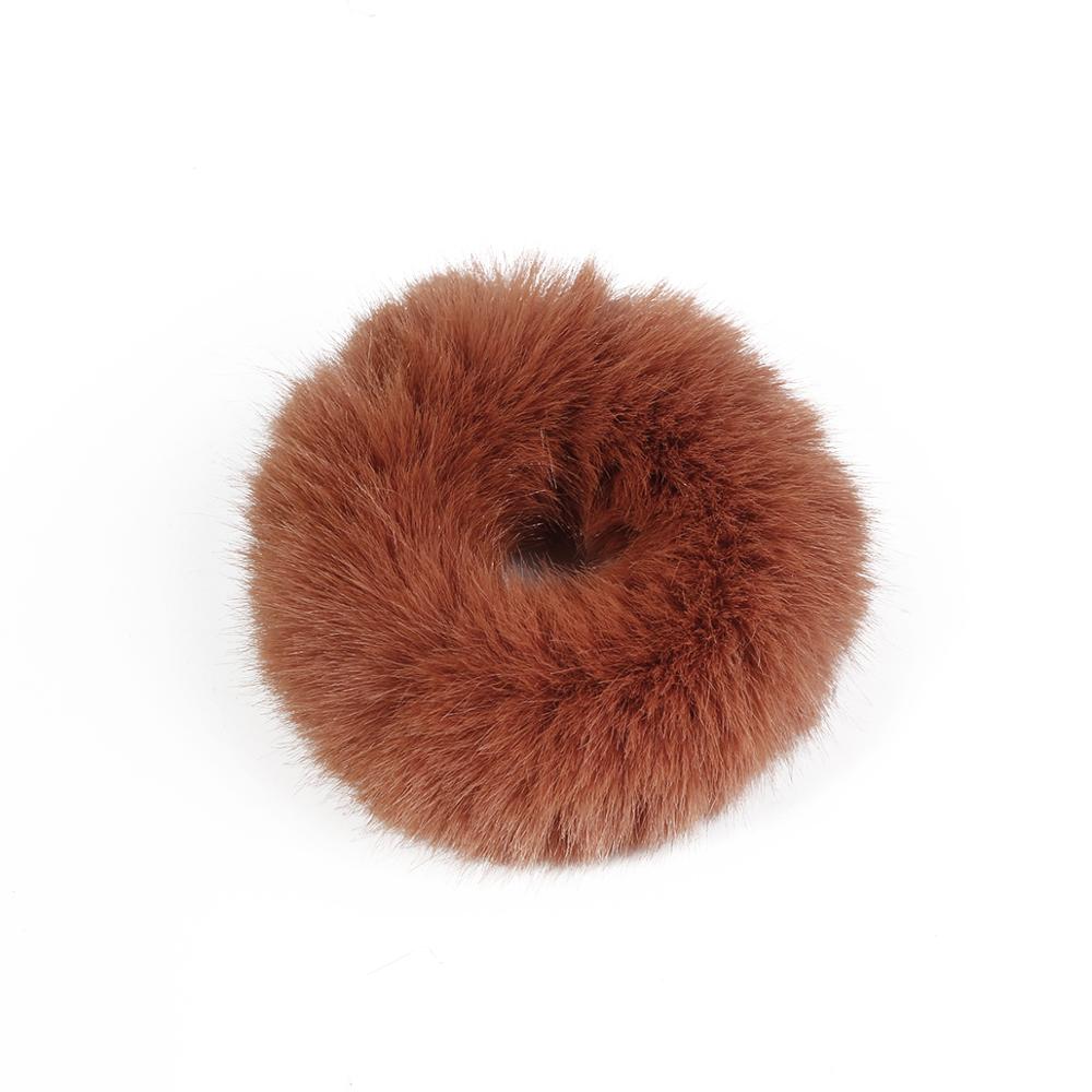 Temperament Colorful Furry Elastic Rubber Band Soft Plush Hair Rope For Women Girls Headwear Hair Accessories: Brown