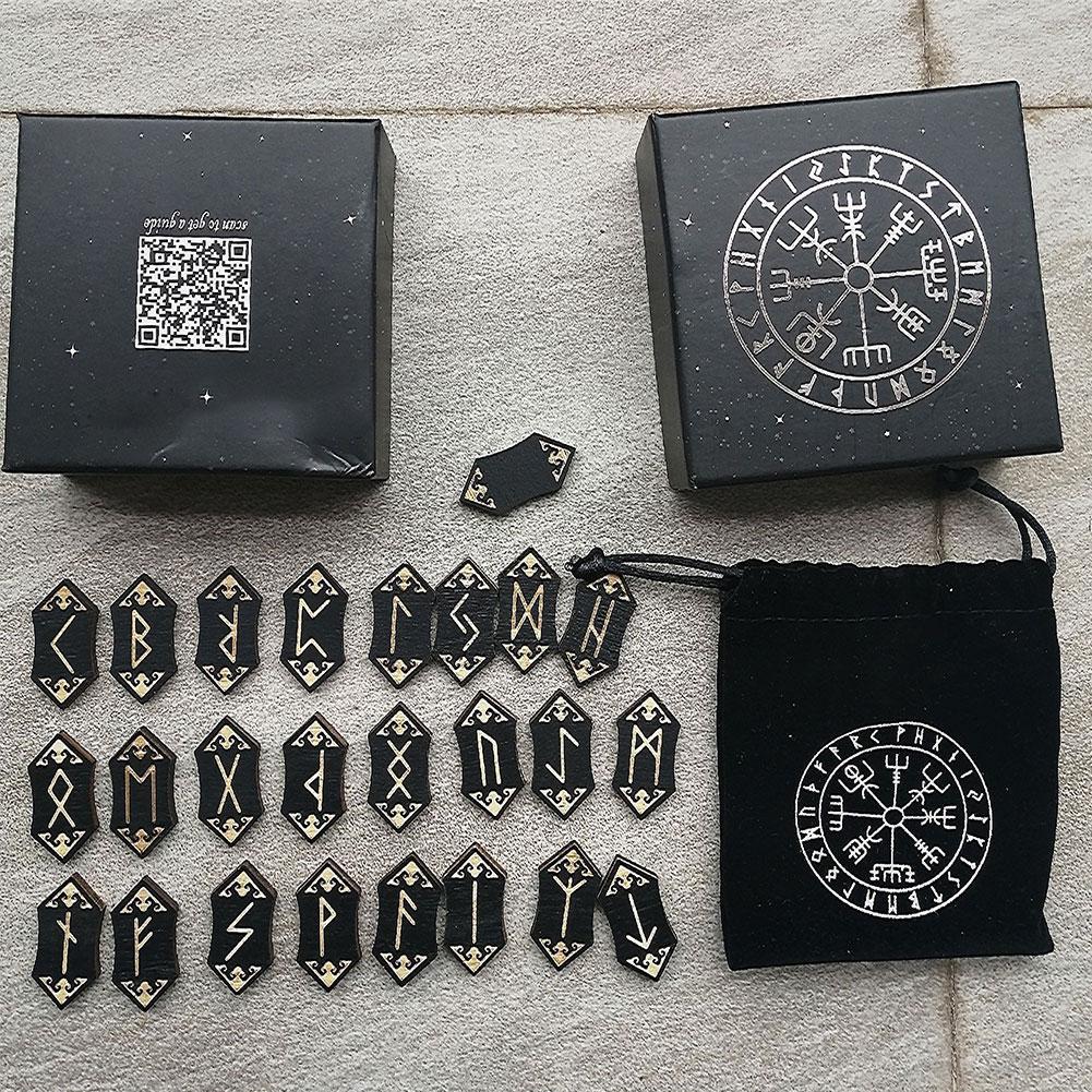 Kawaii Handgemaakte Houten Nordic Rune Card Set Rune Stenen Rune Runen Lege Opslag Kaarten Tas Waarzeggerij Collectie Rune