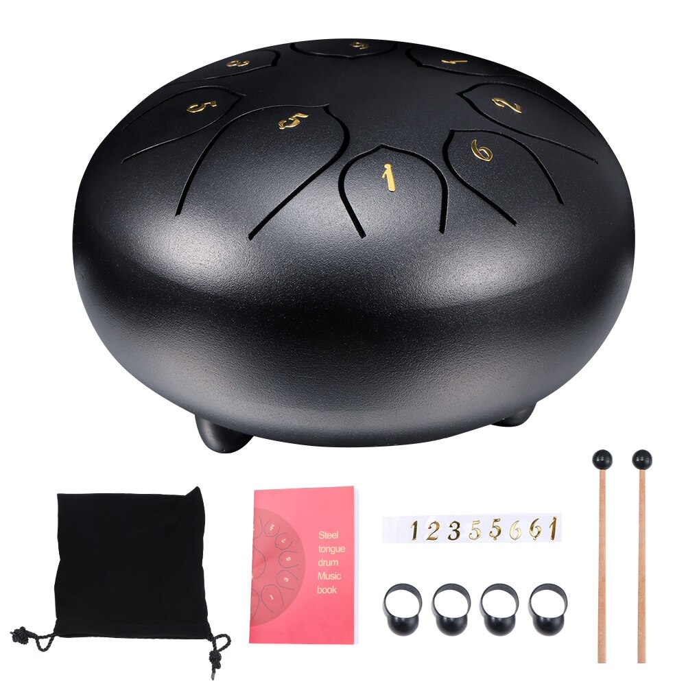 Tongue Drum 6 Inch Steel Tongue Drum 8 Tune Hand Pan Drum Tank With Drumsticks Carrying Bag Percussion Instruments Accessories