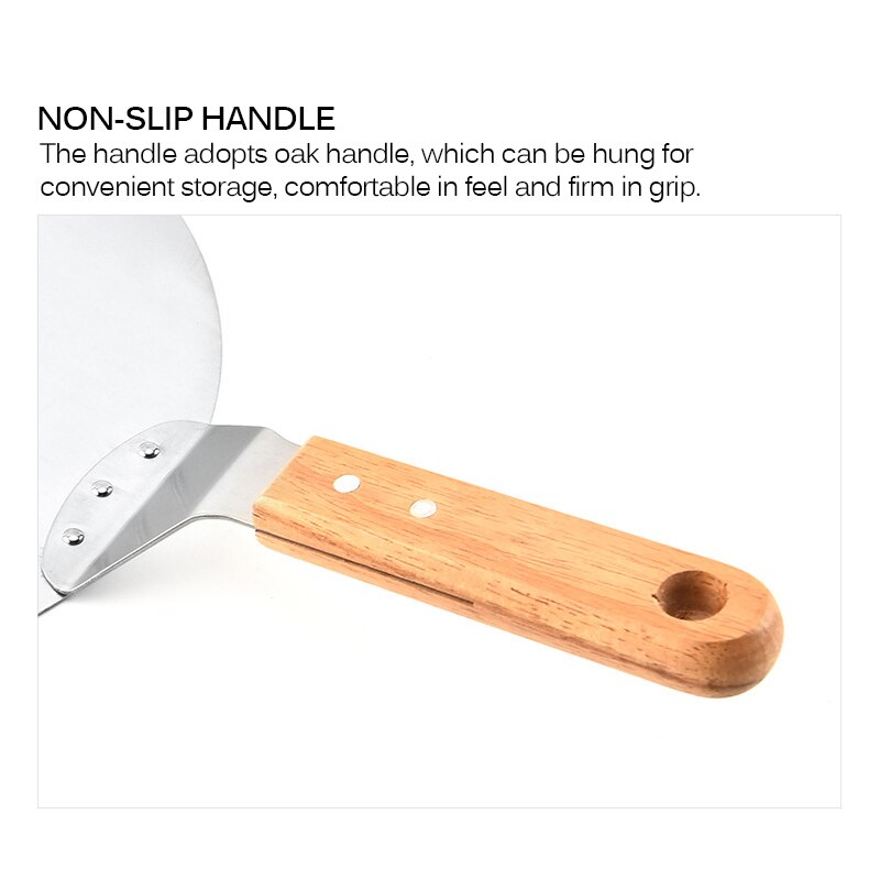 10 Inch Aluminum Pizza Shovel Peel Pastry Tools Accessories Pizza Paddle Spatula Cake Baking Cutter With Long Wooden Handle