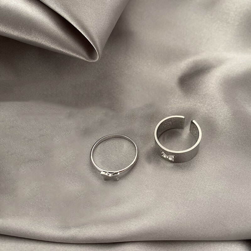 Hiphop Felsen Kupfer Hohl Butterflys Punk Ringe Öffnen Index Finger Zubehör Gold Farbe gemeinsam Ring Für Frauen Paar Schmuck: Silber- setzt