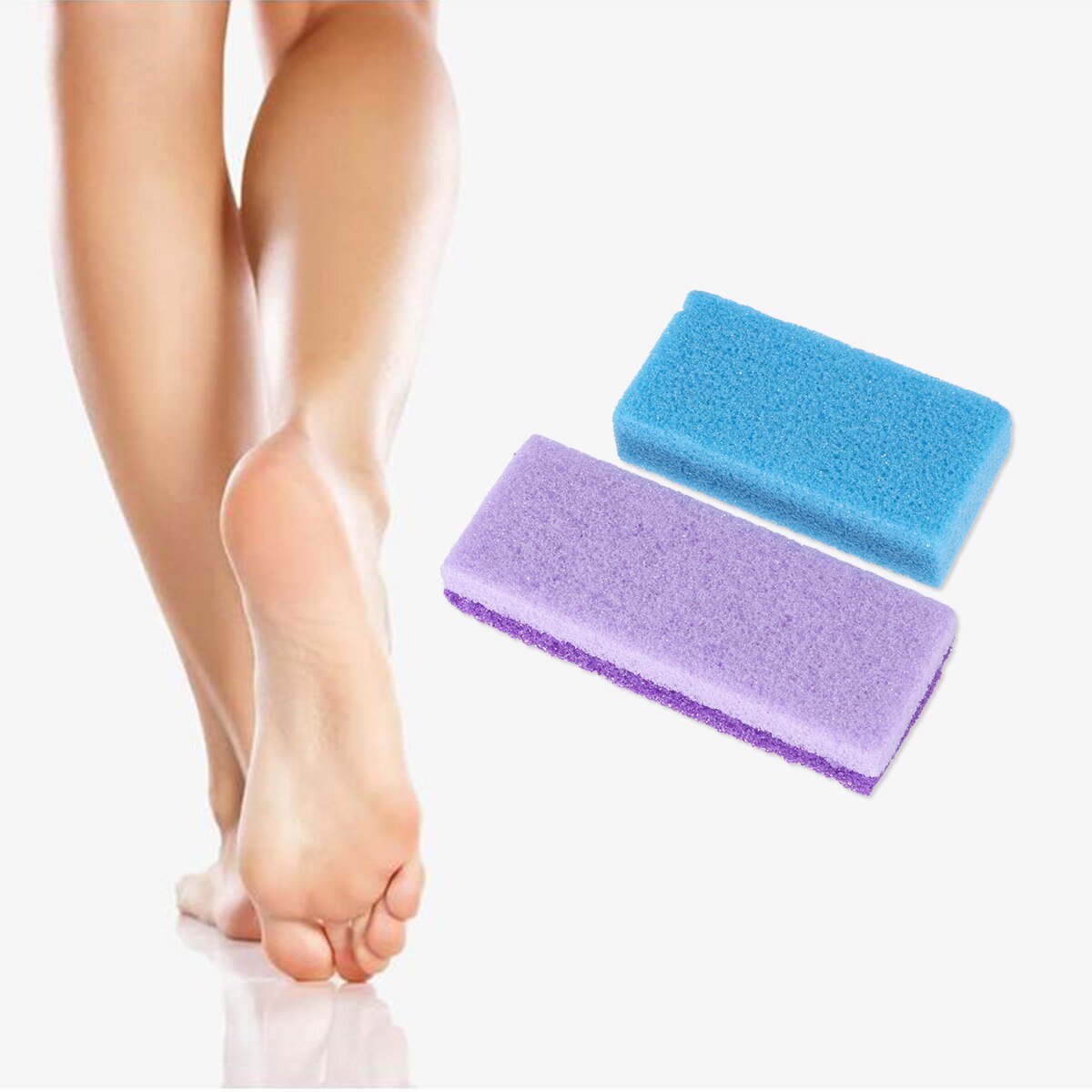 2pcs Pumice Stone Foot Care Exfoliator Pedicure Tool Foot Sponge Block Callus Remover Scrubber Dead Hard Skin (Random Color)