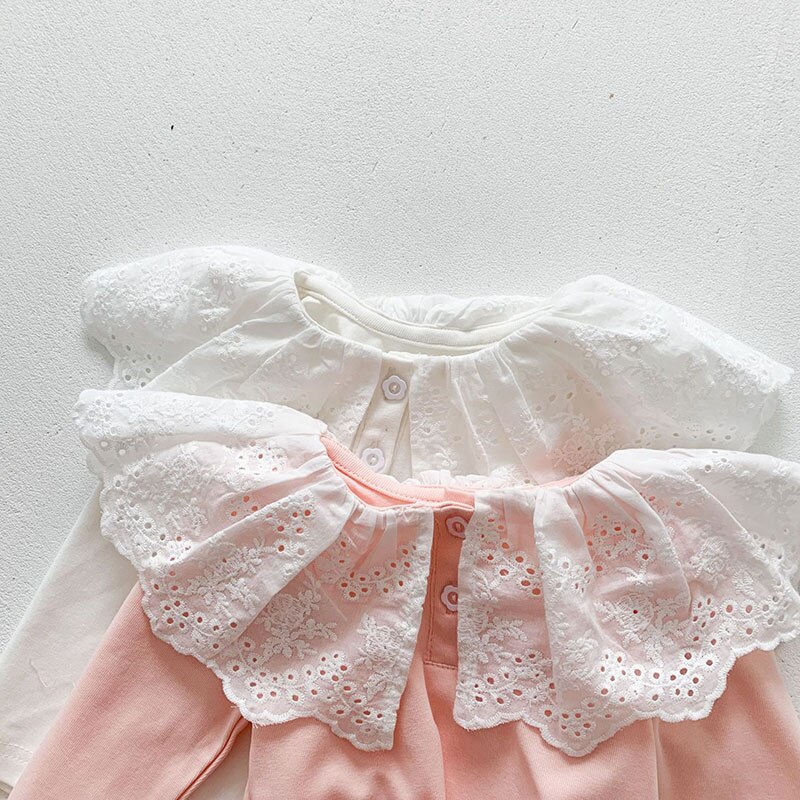 MILANCEL printemps bébé vêtements col rond décontracté solide dentelle filles Blouse