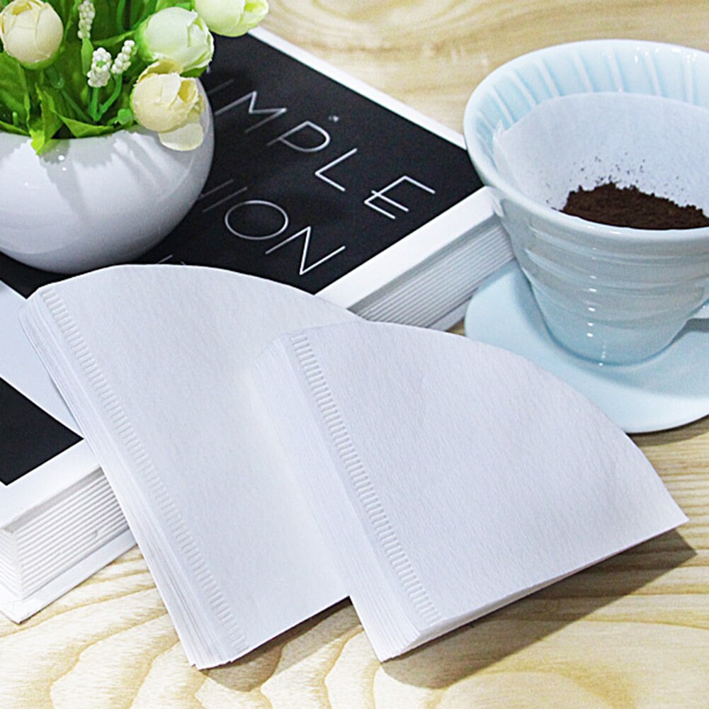 50Pcs Cone-shaped Hand Drip Brew Coffee Filter Home Office Travel DIY Cafe Paper
