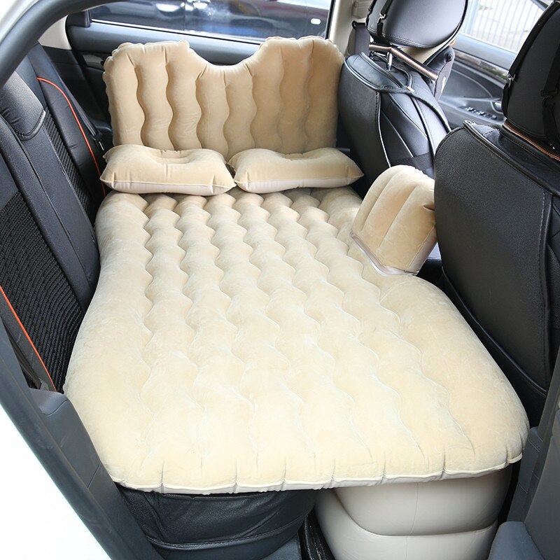 Funda de asiento trasero de coche, colchón de aire de viaje, cama inflable de buena ,: Beige