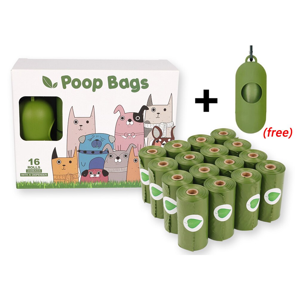 8-24 rolls Disposable Pet Poop Bag Environmentally EPI Biodegradable Pet Garbage Bag Pet Pooper Scoopers Bags Dog Supplies: 16 Rolls 1 Bag
