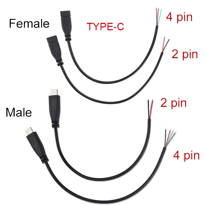 Connecteur Micro USB 2.0 Type C, 5 Types de fils, alimentation électrique, câble d&#39;extension, chargeur mâle vers femelle, ligne de données à 2 broches et 4 broches