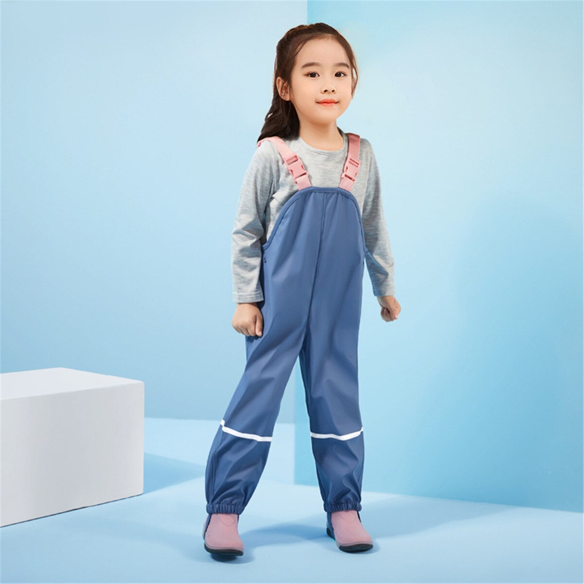 HONEYKING Kinder wasserdicht PU Regen Hose Baby Jumpsuits Jungen Mädchen Overall Hose Kinder Lätzchen Overall Kleinkind Regenjacke Hose