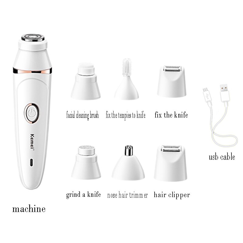 Épilateur facial 7 en 1 rechargeable USB pour femmes, appareil électrique pour sourcils, ensemble de toilette