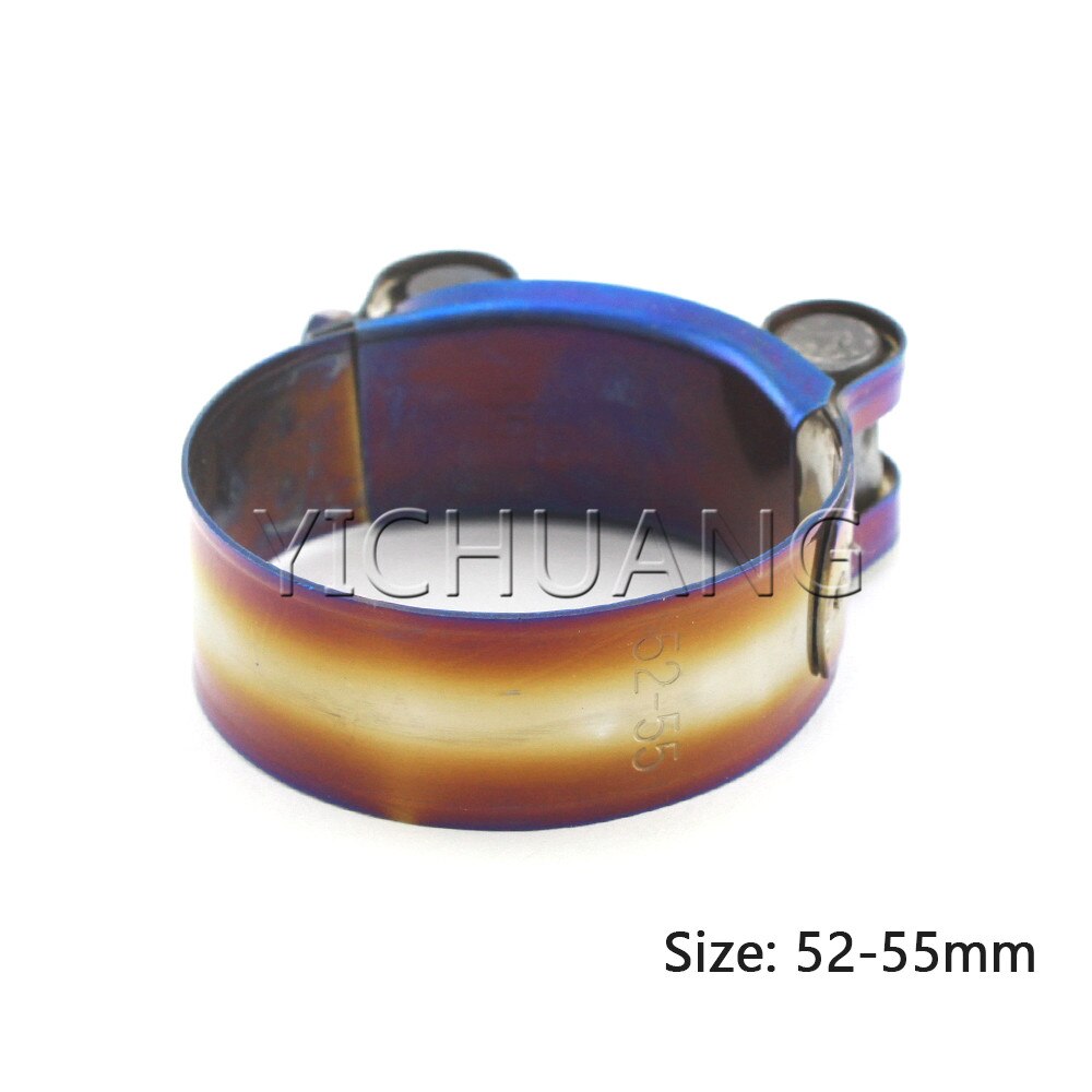 Universal Stainless Steel Hose Clamp Kit Adjustable Titanium Blue T Bolt Clamp 1 inch to 4.45 inch 26mm to 113mm: 52-55mm