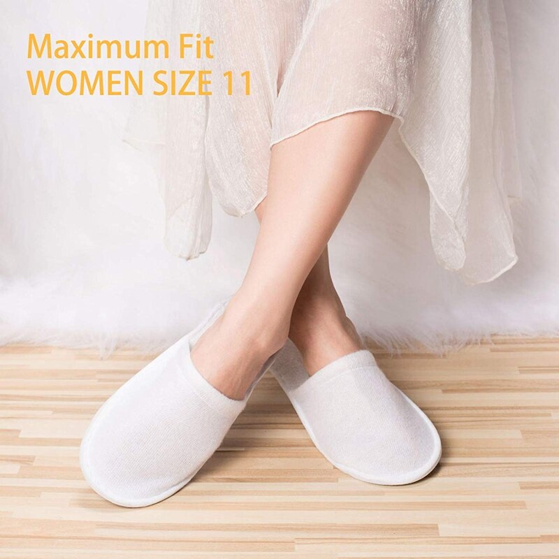Pantufas descartáveis, 24 pares de pantufas descartáveis de dedos fechados para homens e mulheres para hotel, spa convidado, (branco)