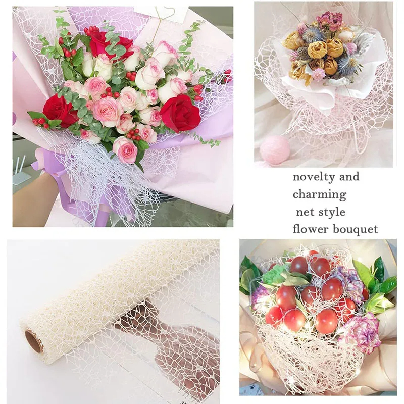 Papier d'emballage de fleurs en maille, filet creux irrégulier, papier pour Bouquet Floral, feuille d'emballage de fleurs fraîches, fournitures d'emballage pour fleuriste