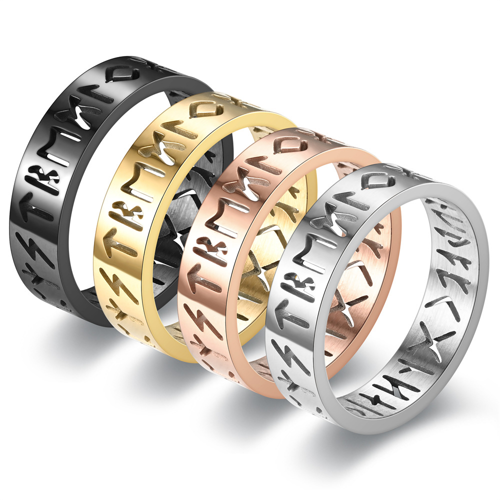 2025 nouvelle bague creuse en acier inoxydable pour hommes femmes de Rune creuse doigt Anillo Antiestres anneaux d'anxiété