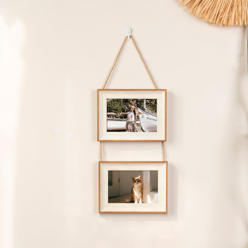 Collage fotolijsten, hangende fotolijstset display verticaal 5/6/7/8 inch foto's foto ansichtkaart voor thuiskantoor wanddecoratie: 5 inch / green