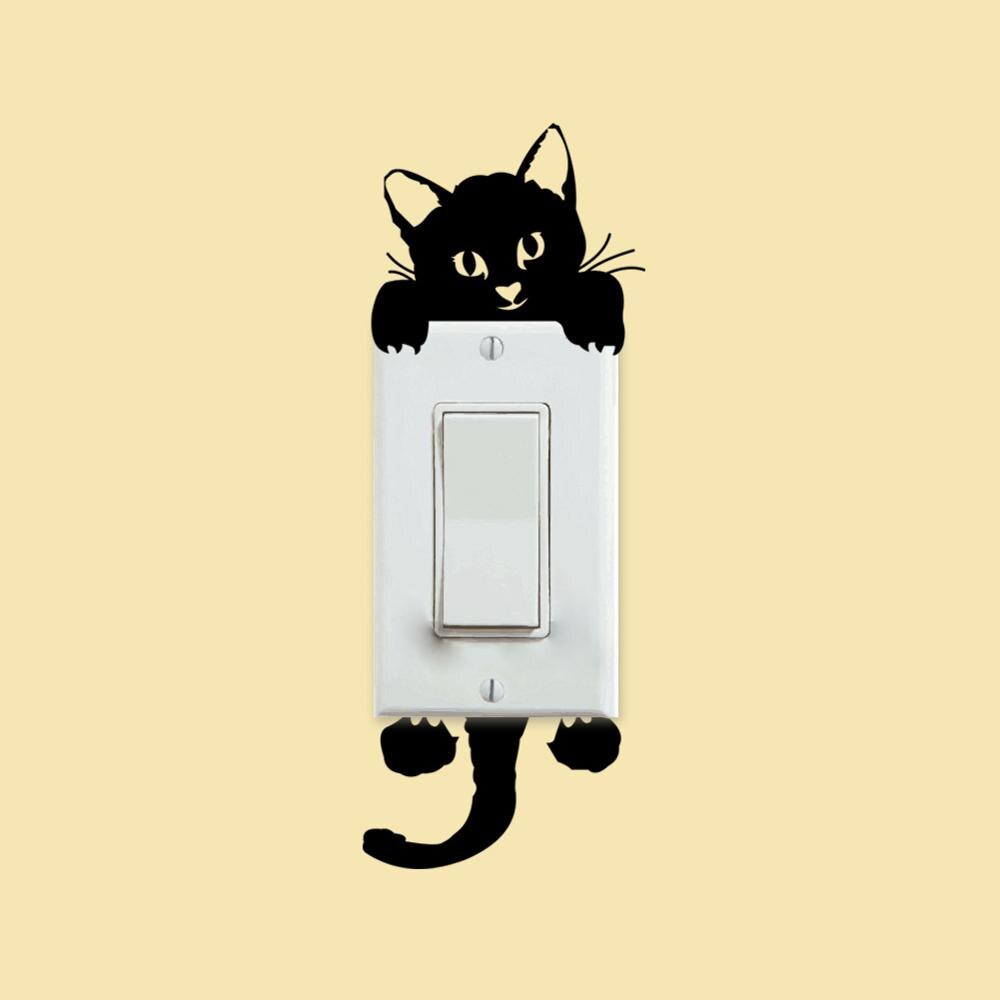 Cute Cat Wall Sticker Light Switch Decor Decals Art Mural Baby Nursery Room Sticker PVC Wallpaper for Living Room