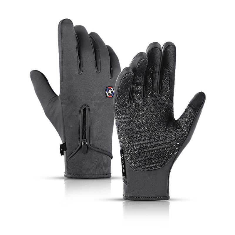 Kyncilor gants de cyclisme écran tactile vtt gants de vélo en plein air coupe-vent doigt complet gants d'hiver mitaines pour hommes femmes: Gray / S