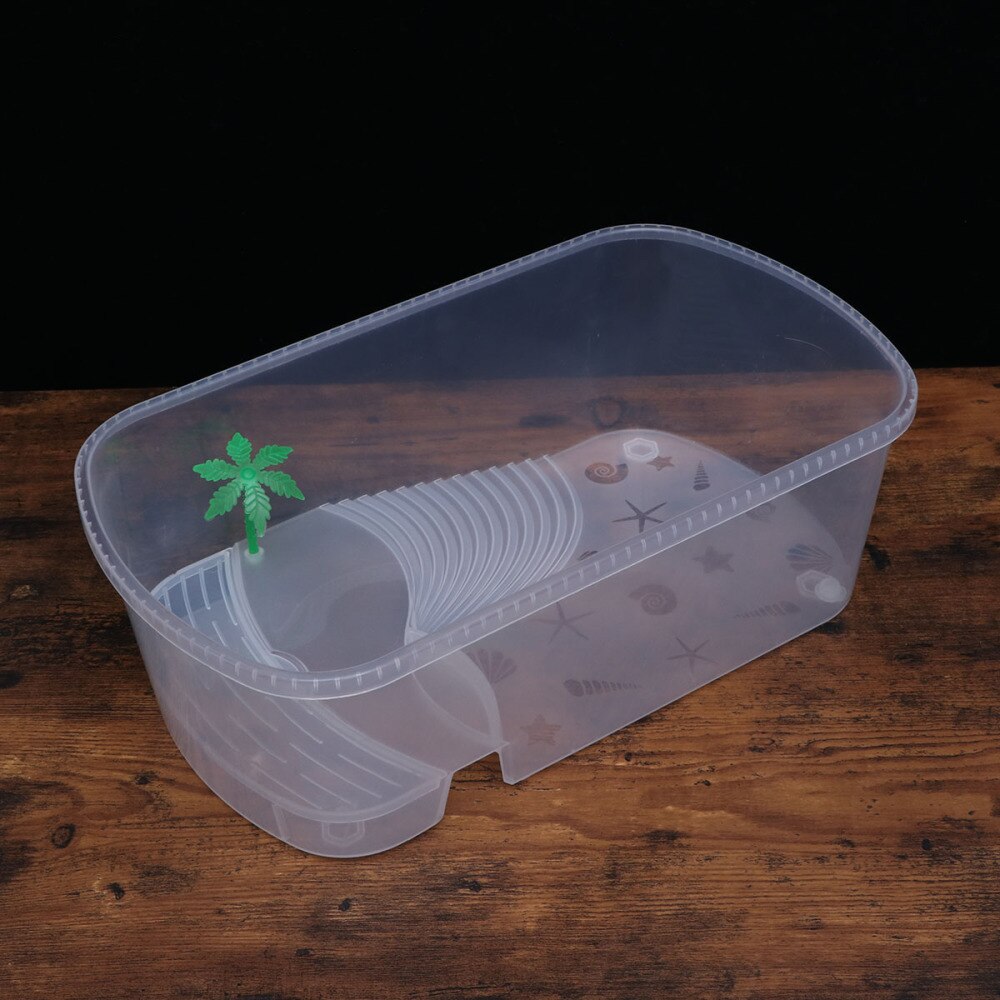Reptiles Amphibians Habitat Terrarium Vivarium Tank Breeding Box with Plastic Coconut Tree for Terrapin Tortoise Turtle Lizard