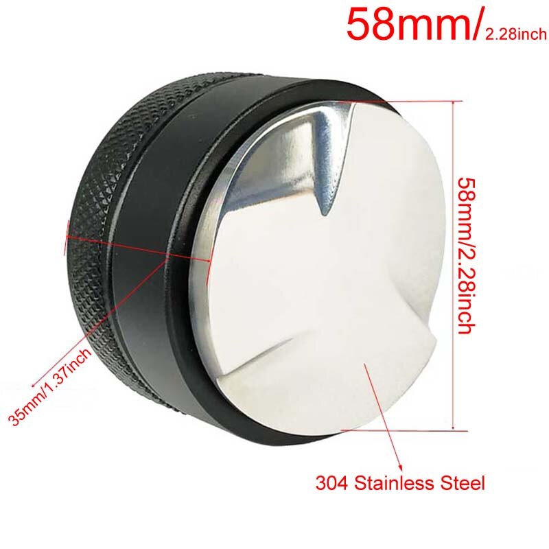 espresso kaffe porfilter filter 51/53/58mm 304 rustfritt stål 3 vinklede skråninger og flat utgangspunkt dobbelthode kaffetamper: Svart 3 vinkel 58mm