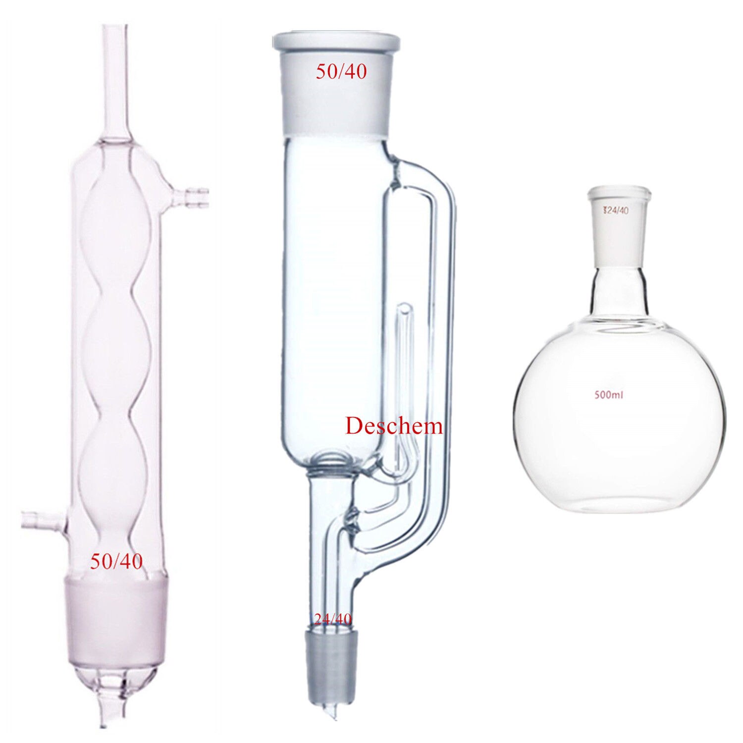 500 ml 24/40 Glas Soxhletapparaat Allihn condensor Met Een Platte Bodem Kolf