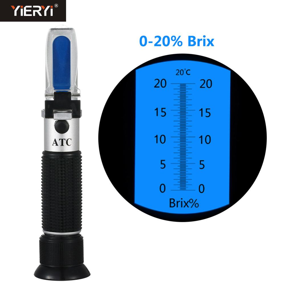 Yieryi Handheld 0-20% Brix Refractometer Suiker Meter Glucose Meter Zoetheid Count Snijden Vloeistof Concentratie Meter Met Atc