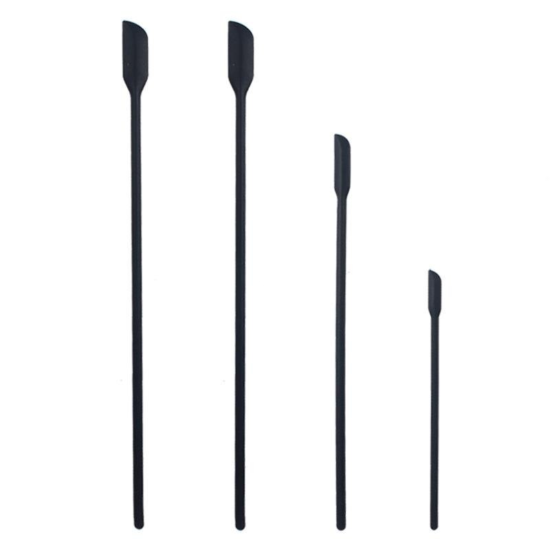 Kapmore 4Pcs Kitchen Spatula Mini Long Thin Baking Spatula Jar Scraper DIY Baking Tools Accessories Cake Tools: Black