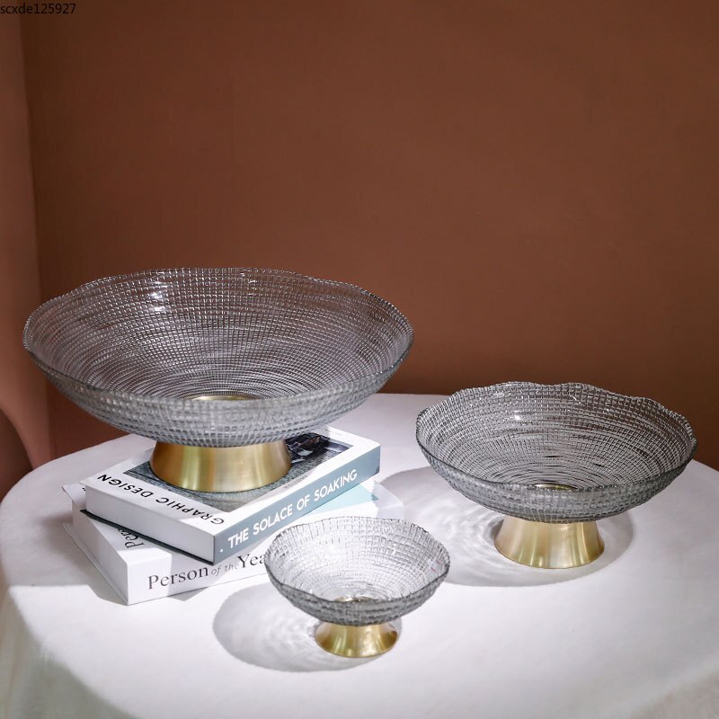 Ronde Crystal Glas Fruit Lade Salontafel Woonkamer Decoratie Gedroogd Fruit Snoep Opbergvak Woondecoratie