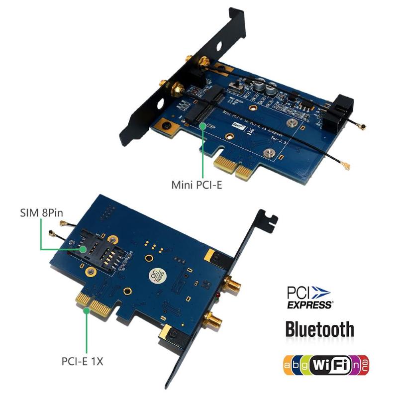 mini PCI-E per mini PCI esprimere 1x Connettore Scheda Adattatore per la Connessione WiFi 3G 4G Supporto per i moduli HSPA modem GPS 4G WiMAX e LTE