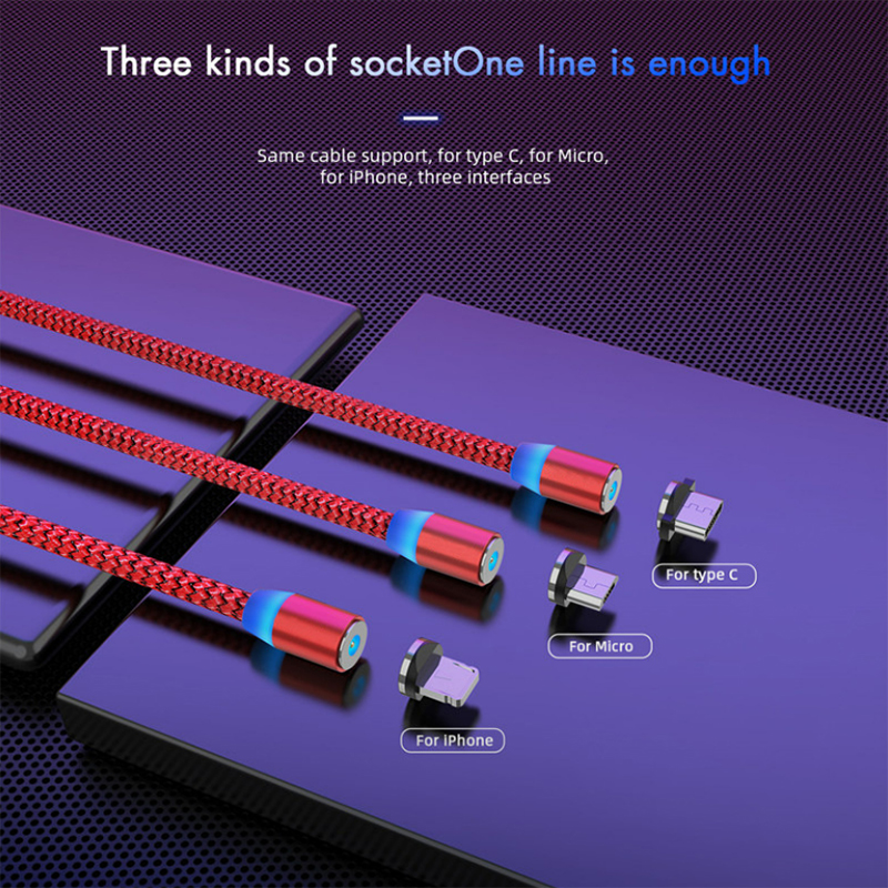 EuAcesry Cavo Magnetico USB C 2M 1M, 3 In 1 Cavo Ricarica Magnetico, Caricabatterie Rotazione A 360° E 180°, Per Micro USB/Tipo C/i-Product, Ricarica - Foto 7