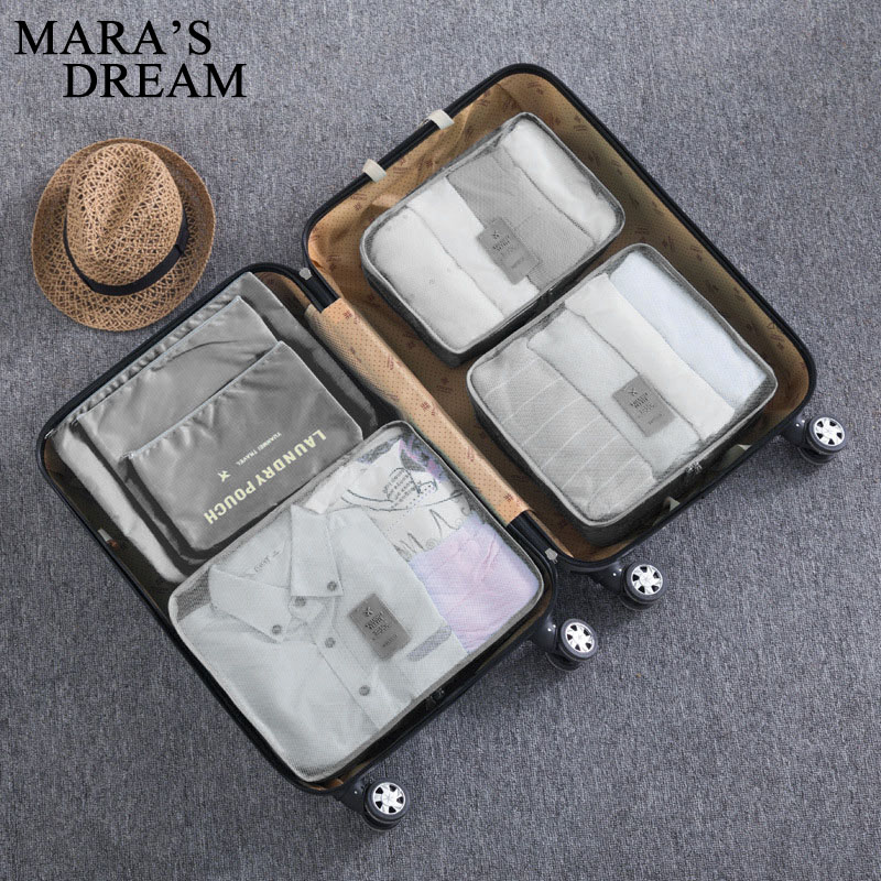 Mara's Dream 6pcs Polyester Packing Cube Women Travel Bag Waterproof Luggage Clothes Tidy Pouch Organizer Large Capacity Durable