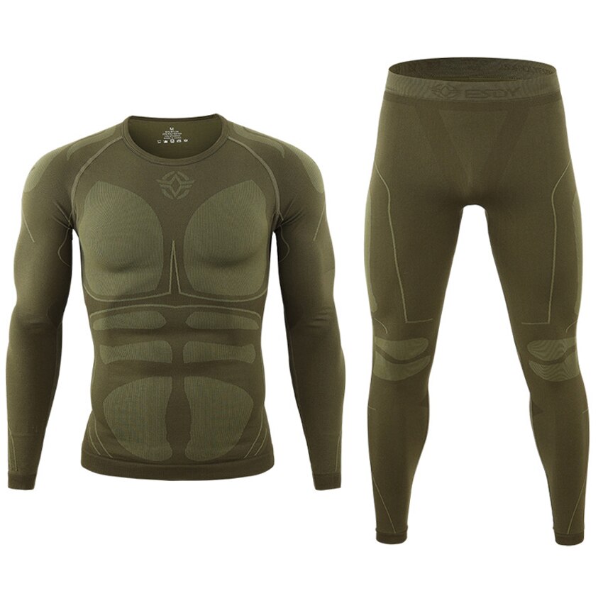Esdy efterår vinter mænd termisk undertøj sæt hurtigtørrende anti-mikrobiel stretchdragt termo til vandring camping mandlig tøj  va720