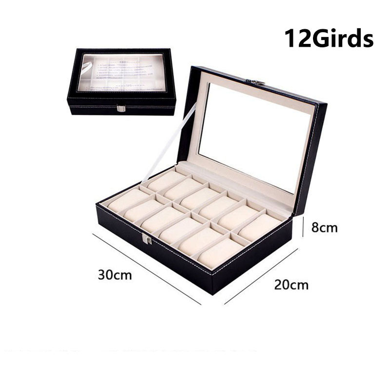 DELESYS 2/3/4/5/6/8/10/12 Slots PU Leather Watch Box Traditional Style Watch Storage Box Watch Case With Lock: Pink