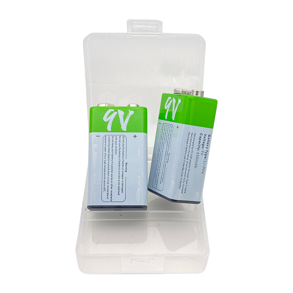 2-20pz 9V Batteria ricaricabile agli ioni di litio Ricarica USB 6F22 Batteria quadrata agli ioni di litio per metallo rivelatore KTV Microfono Giocattolo Multimetro