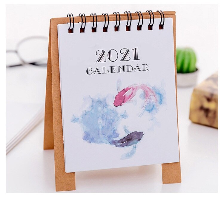 Enkle mini bordkalendere kat flamingo tegneserie dyr skrivebord kalender kontorartikler  .08.12: 3