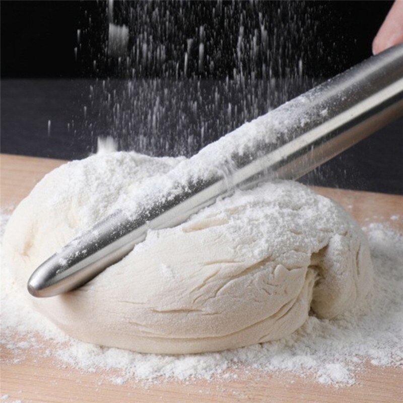 1 pieza de rodillo de acero inoxidable utensilios de cocina rodillo de masa hornear fideos de Pizza bolas de masa hacer herramienta para hornear antiadherente
