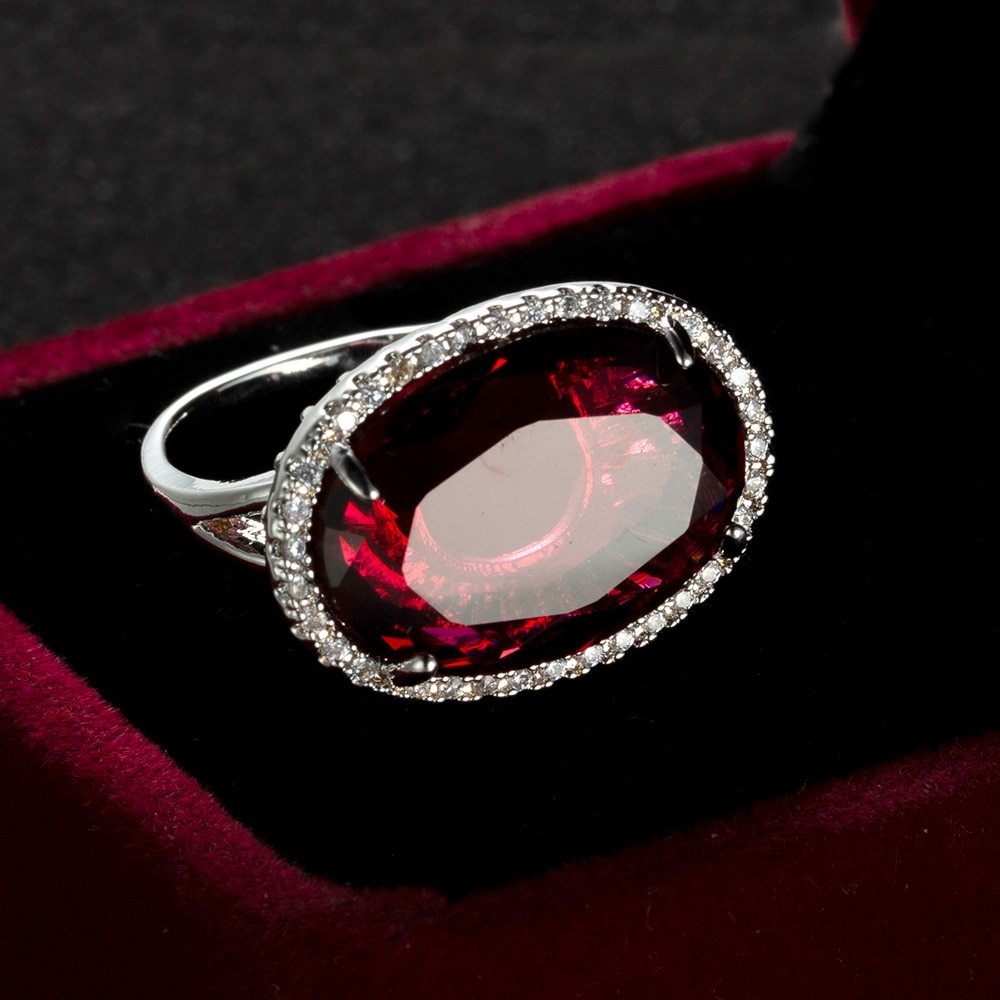 plus récent à la grand bleu Royal pierre ovale mariage anneaux ouverts pour les femmes mariage fiançailles bijoux accessoires