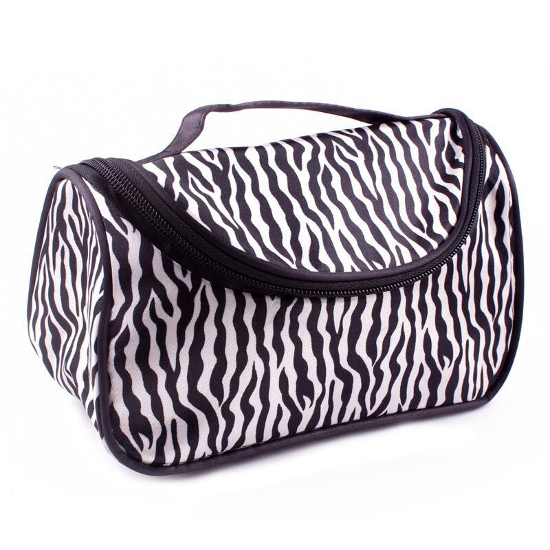 Organizador multifunción para brochas de maquillaje para mujer, neceser de viaje con rayas de cebra bolsa para estuche de maquillaje, neceser resistente al agua