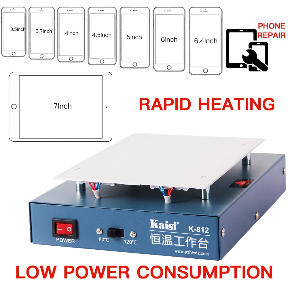 Kaisi K-812 lcd máquina separada de aquecimento da tela 110/220v para a borda do telefone móvel/tela lcd plana vidro separador