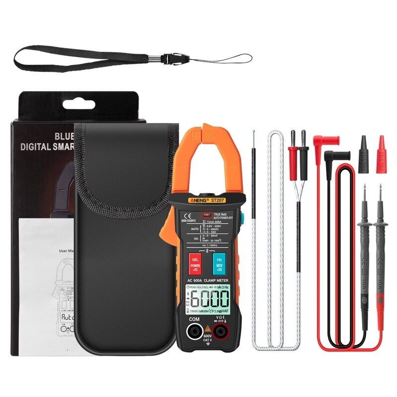 ST207 Digital Bluetooth Bluetooth Clamp Meter 6000 Count DC/AC True RMS Multimeter Hz Capacitance Voltage Tester