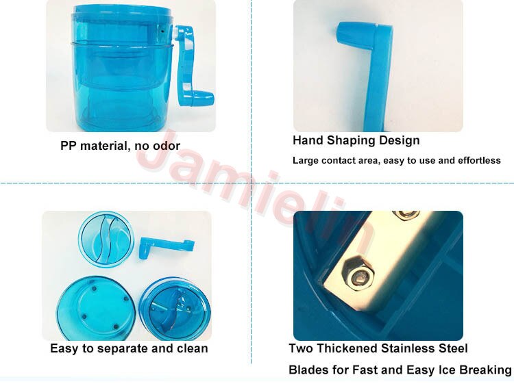 Jamielin Hand-operated Ice Crusher Shaver Slushies Maker Manual Ice Crusher Shaver Household Snow Cone maker
