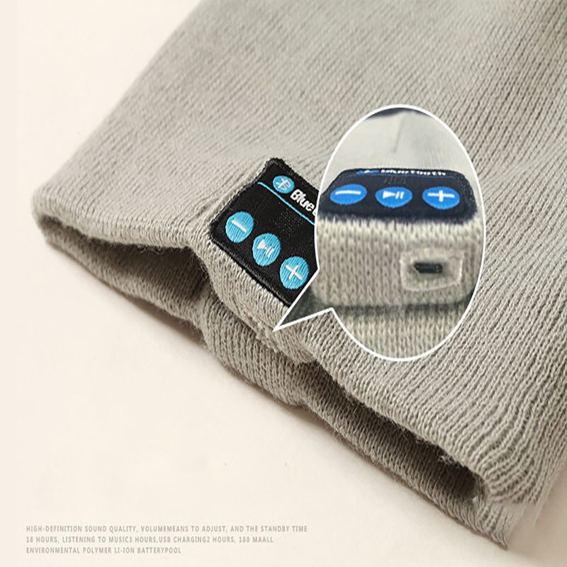 Bluetooth Beanie Hat - Unisex Winter Music Cap with LED - Rechargeable Stereo Speakers - Windproof Knit