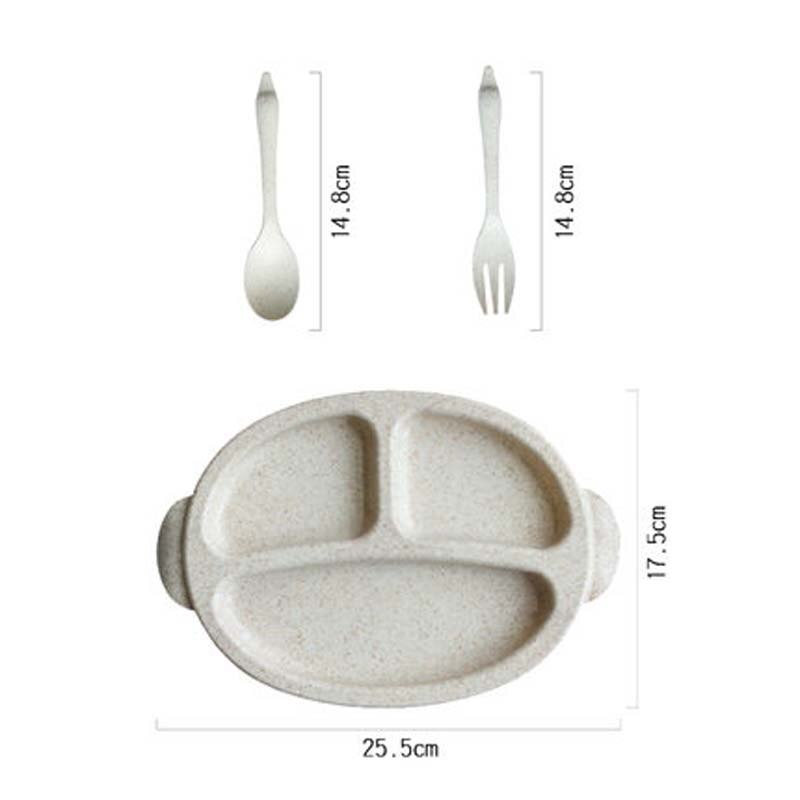Cuencos de fibra de trigo Natural bonitos platos de bebé de dibujos animados vajilla de alimentación de bebé niños pequeños placa ambiental portátil: Beige