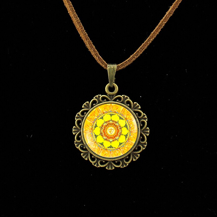 Retro Om Lederen Ketting Mandala Bloem Hanger India Choker Verklaring Kettingen Chakra Zen Yoga Vriendschap Sieraden L 214