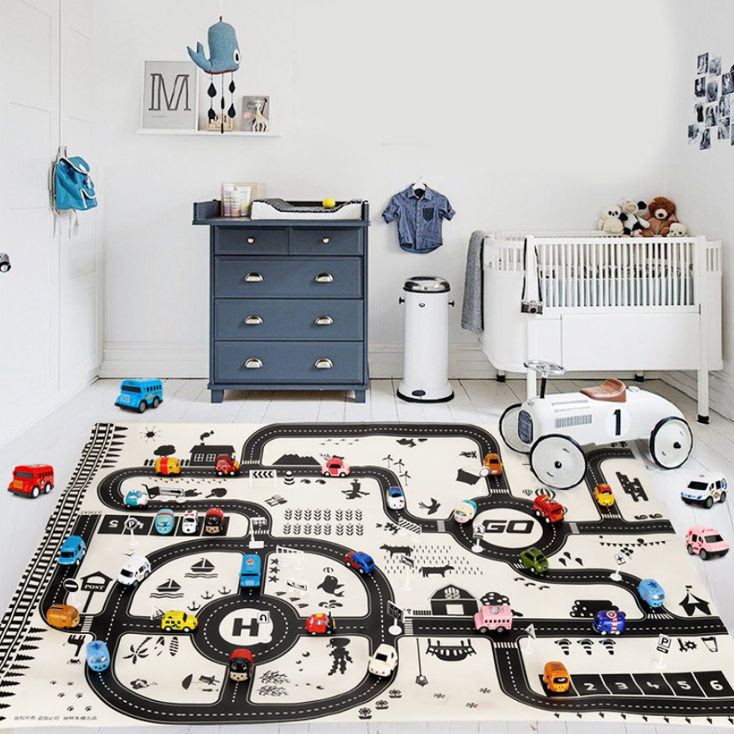 130 x 100cm børn børn trafik vejspil spille spilmåtte pædagogisk legetøj med 18 stk skilte til hjemmefødselsdag jul