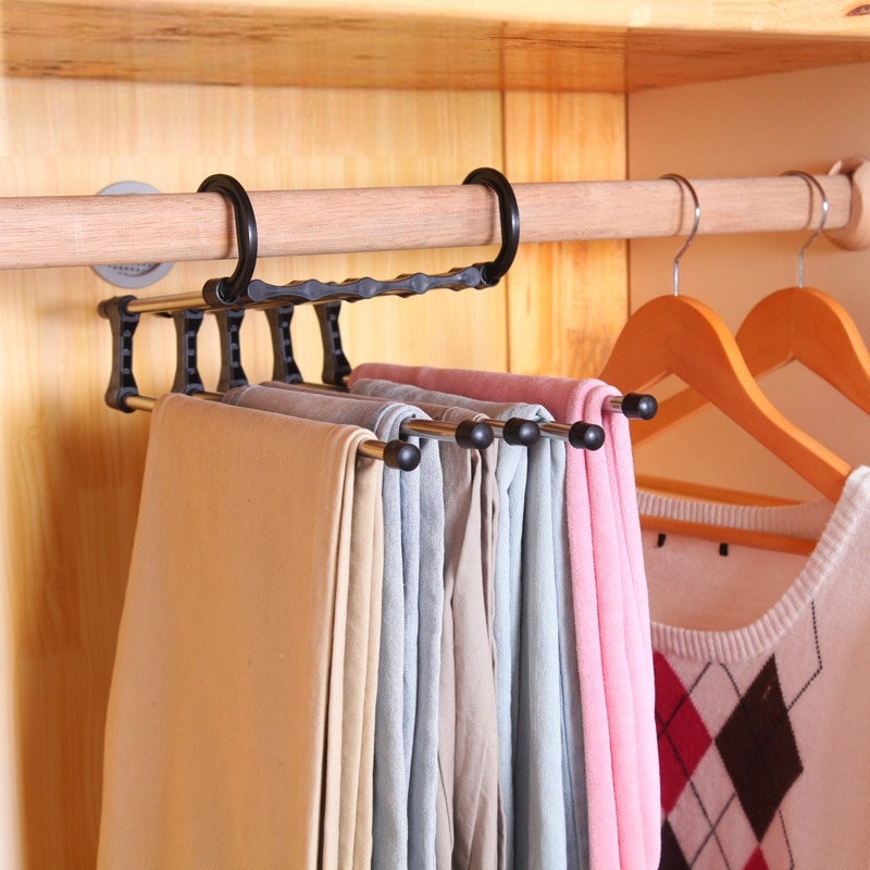 5 In 1 Rvs Magic Broek Rack Multi-layer Magic Multifunctionele Hanger