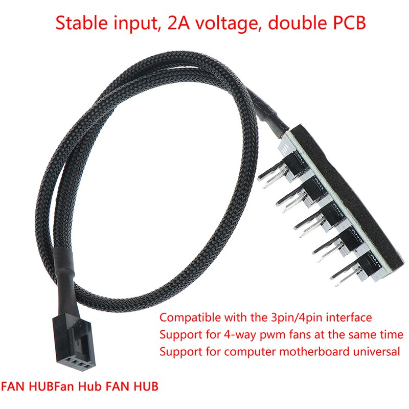 1 Female To 4 Male 4Pin Socket Fan Hub Splitter Cable PC Cooler Fan Power Cable For 3Pin 4Pin PWM Cooling Fan