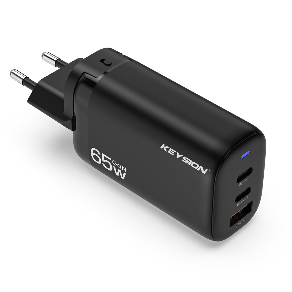 KEYSION – chargeur GaN USB type-c 65W PD Quick Charge 4.0/USB-C pour iPhone 13/12 Pro Max, iPad, Macbook Air: EU Plug Black
